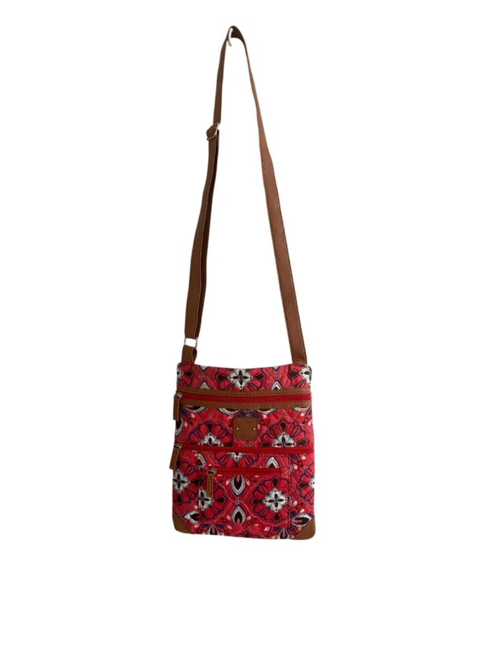 Stone Mountain Red Floral Boho Crossbody Bag W/ Multiple Zippered Pockets - Picture 13 of 13